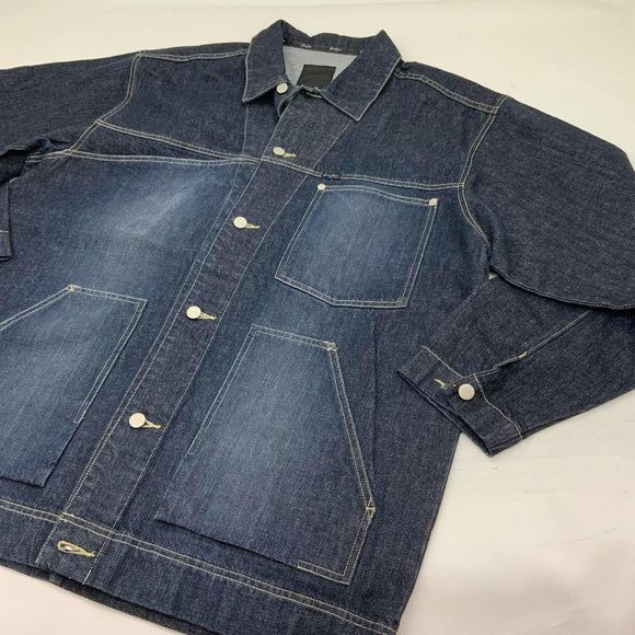 Men's Sean John Raw Blue Sandblast Denim Jacket - Picture 1 of 4